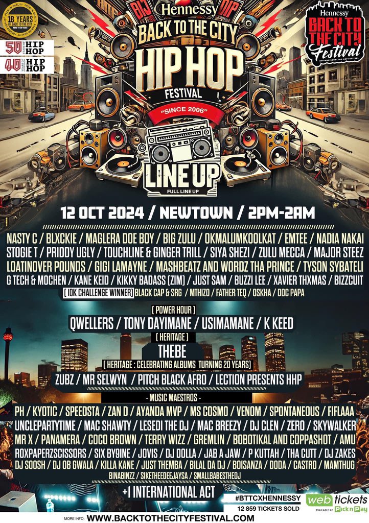BacktothecitySA's tweet photo. The Biggest Hip Hop Festival in Africa #BTTC2024 #BTTCxHennessy 🎟️: https://t.co/AEmF34agB2 https://t.co/UTQMqZgEwM