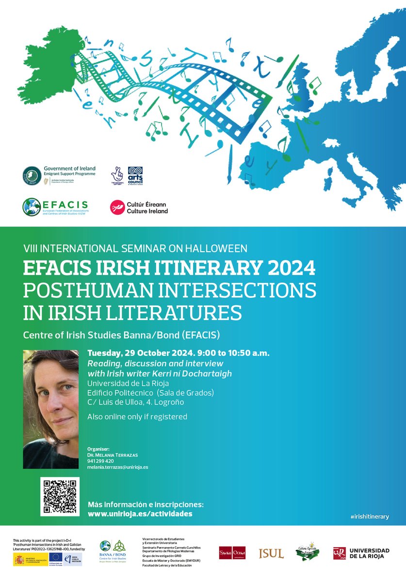 SEMINAR: VIII International Seminar on Halloween (28 Oct 2024 – 29 Oct 2024), University of La Rioja (EFACIS Centre of Irish Studies Banna/Bond). Find the programme here and don't forget to register!
iasil.org/.../seminar-vi…