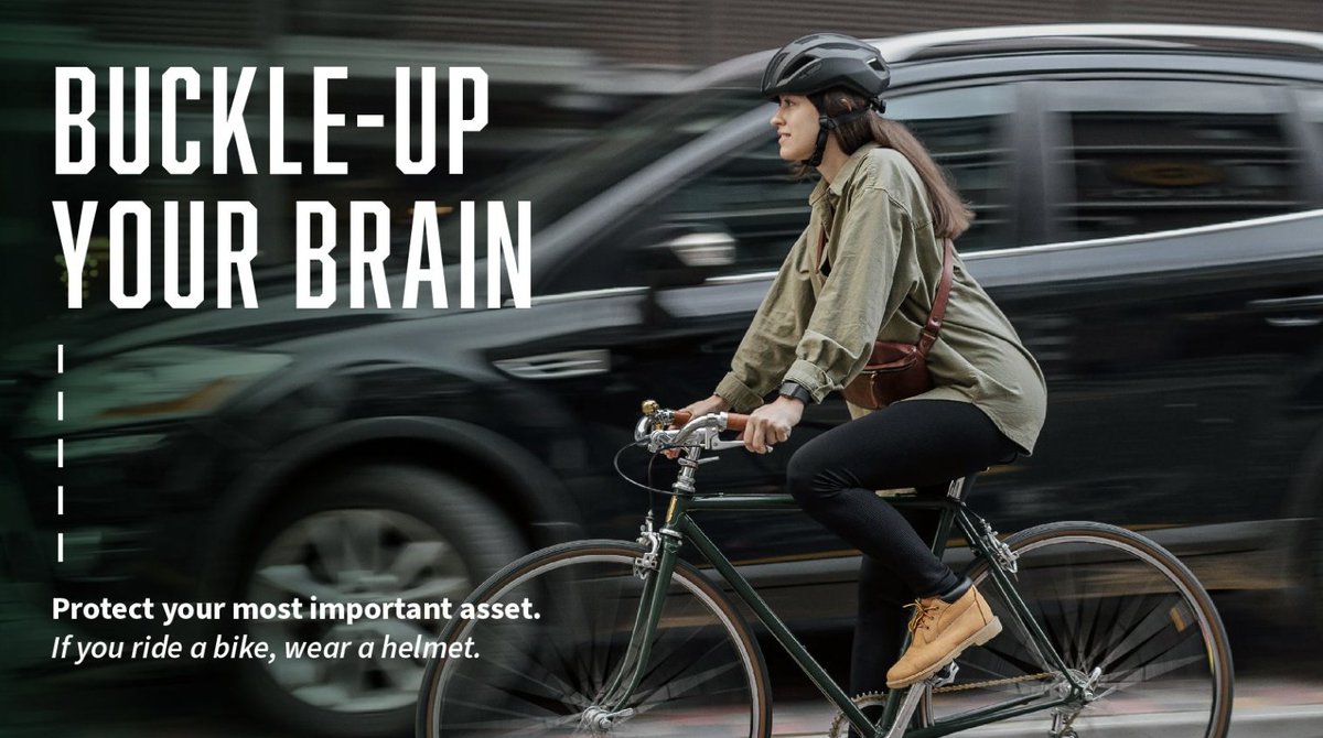 Buckle up your brain! Your most important asset deserves protection, so if you're biking around campus, always wear a helmet. Stay safe, ride smart and protect yourself every time you hit the road.