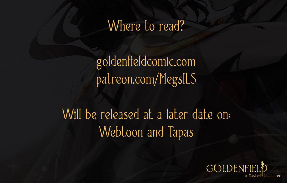 It's finally here!

The practice story for Goldenfield will be available on Patreon a week before every public update

Webtoon and tapas will be updated when the panels reach a good posting point 

Excited to get this story out for you enjoy Nola and Azul's adventure!! 💛💙