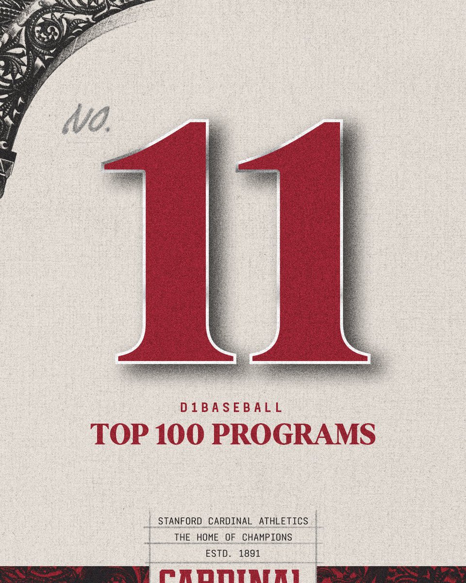 Stanford Baseball (@stanfordbsb) on Twitter photo The Cardinal checks in at No. 1⃣1⃣ on <a href="/d1baseball/">D1Baseball</a>'s Top 100 programs list entering 2025!
🗞️ » tinyurl.com/4cjfe6h9
#GoStanford The Cardinal checks in at No. 1⃣1⃣ on <a href="/d1baseball/">D1Baseball</a>'s Top 100 programs list entering 2025!
🗞️ » tinyurl.com/4cjfe6h9
#GoStanford