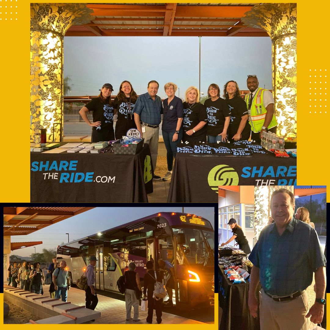 GoodyearAZGov's tweet photo. Sharing the ride means the ability to take a nap on your drive into work. 😉We had a great time celebrating #RideShareMonth with Mayor Pizzillo and @valleymetro. https://t.co/VV5SAtzRz8