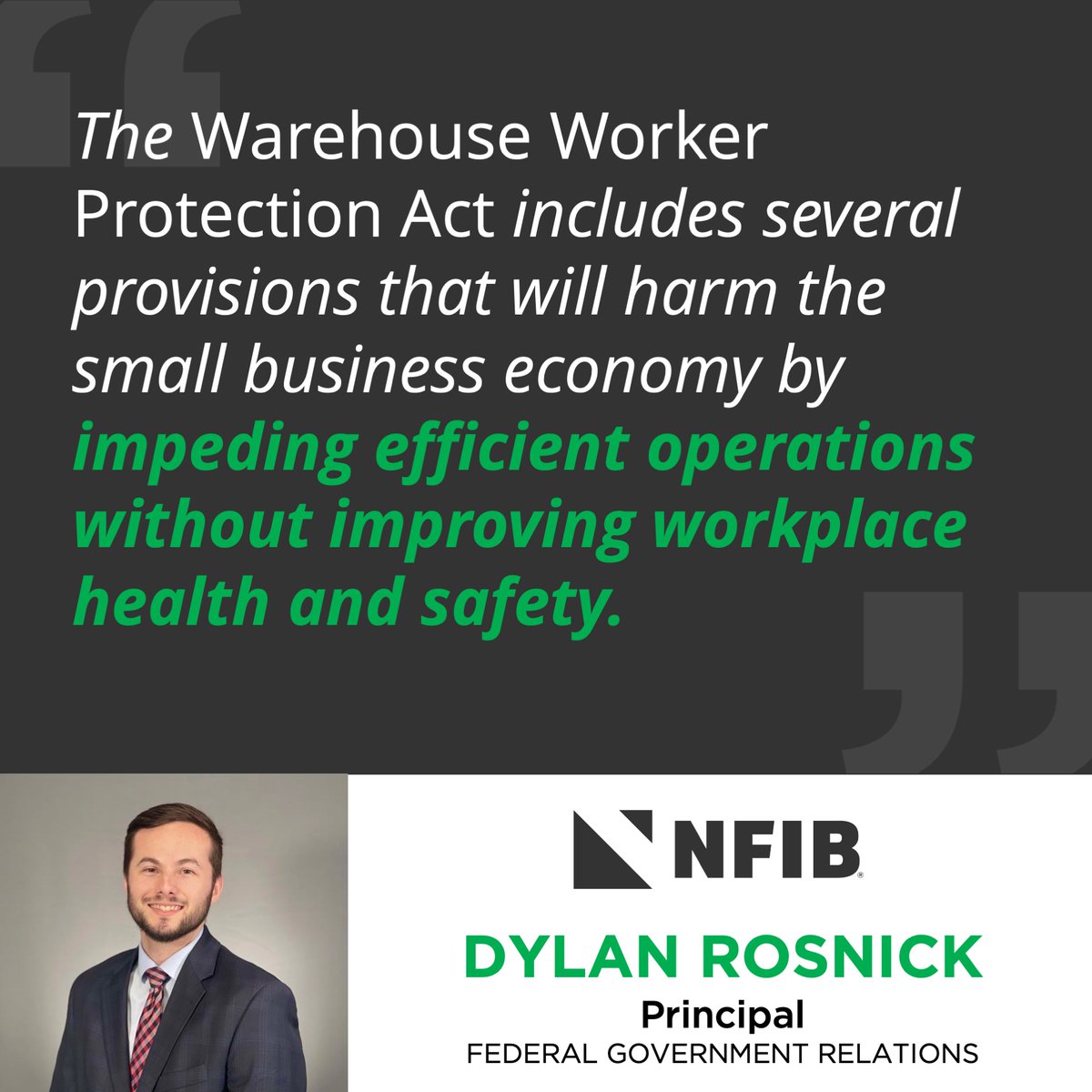 Today, #NFIB sent a letter of opposition to the U.S. Senate opposing S. 5208, the "Warehouse Worker Protection Act." The legislation would lead to increased costs, onerous mandates, and more regulatory burdens for #smallbusiness.

Learn more: ow.ly/oXo150TJaWk