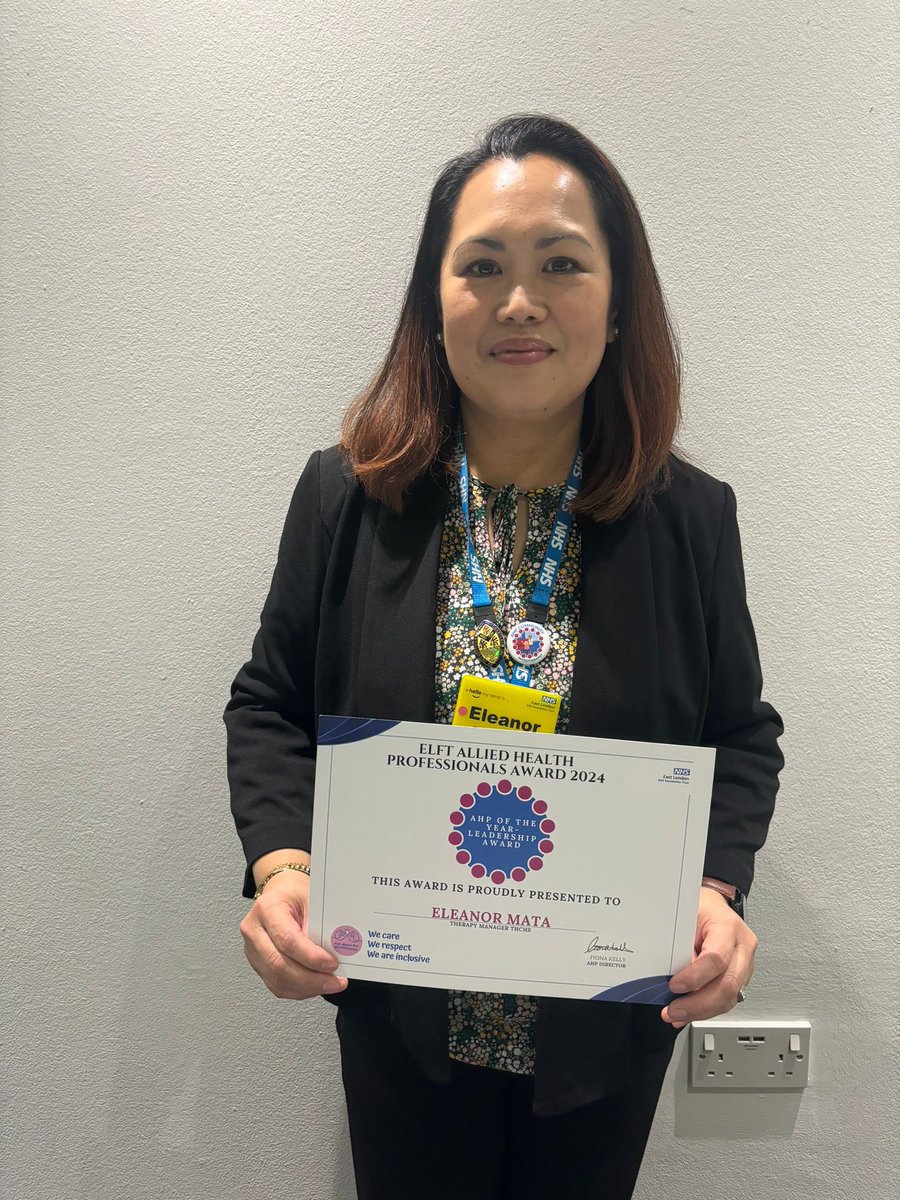 EM1308EM's tweet photo. What an incredible day celebrating the amazing work of ELFT AHPs at the conference today! I am deeply humbled and honored to receive the AHP of the Year Leadership Award, and TH CHS community therapy team for winning the Innovation and Service Improvement Award. https://t.co/jUPPGVZoui