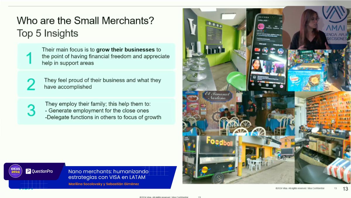 questionpro_es's tweet photo. En América Latina, pequeños comerciantes son clave en la economía. Marilina Socolovsky compartió cómo VISA conecta emocionalmente con ellos a través de Nano Merchants, humanizando estrategias en LATAM. #IDEASAMAI2024 https://t.co/d62rKSrQre