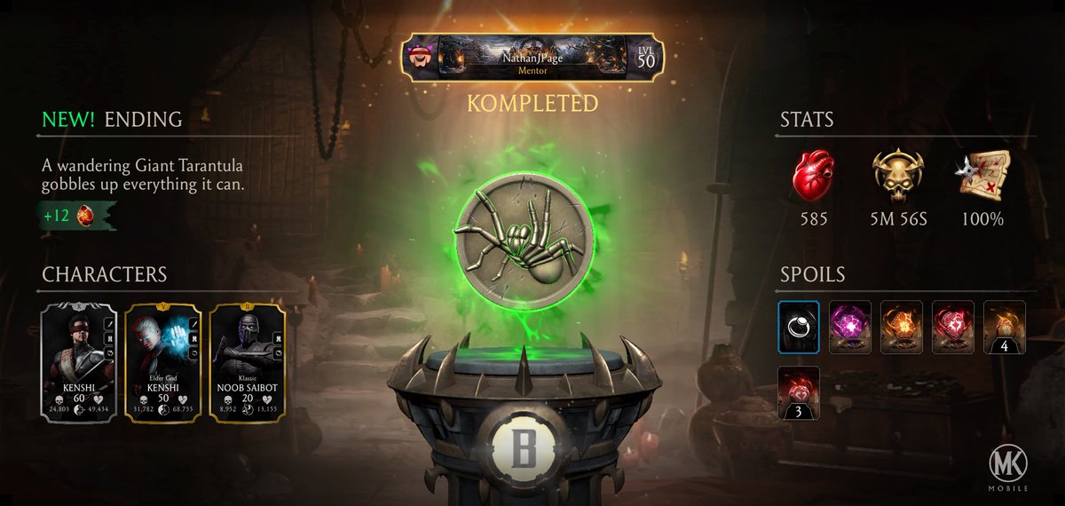 NathanJPage3's tweet photo. I just completed a Krypt Run in Mortal Kombat mobile! Check out my stats. https://t.co/UTQZnoiqlS
