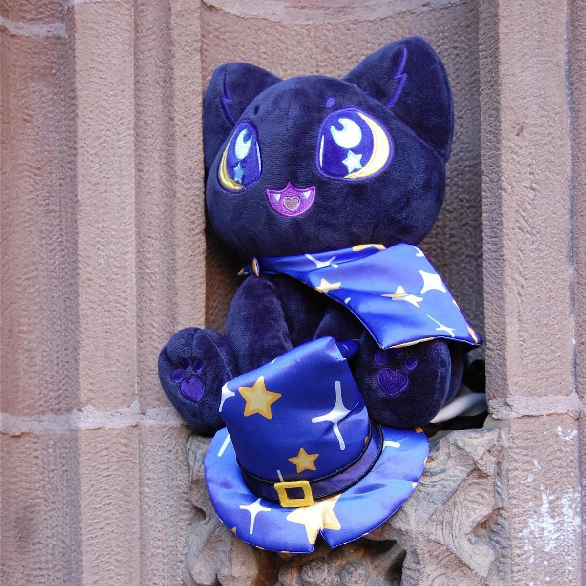 Nyx the Witchy Cat is back just in time for Halloween! Now available again on our website, you can get a plush toy of our favorite spellcasting cat. She's comes with a satin cape and pointed hat that can go on either of her ears so you can style her how you like!