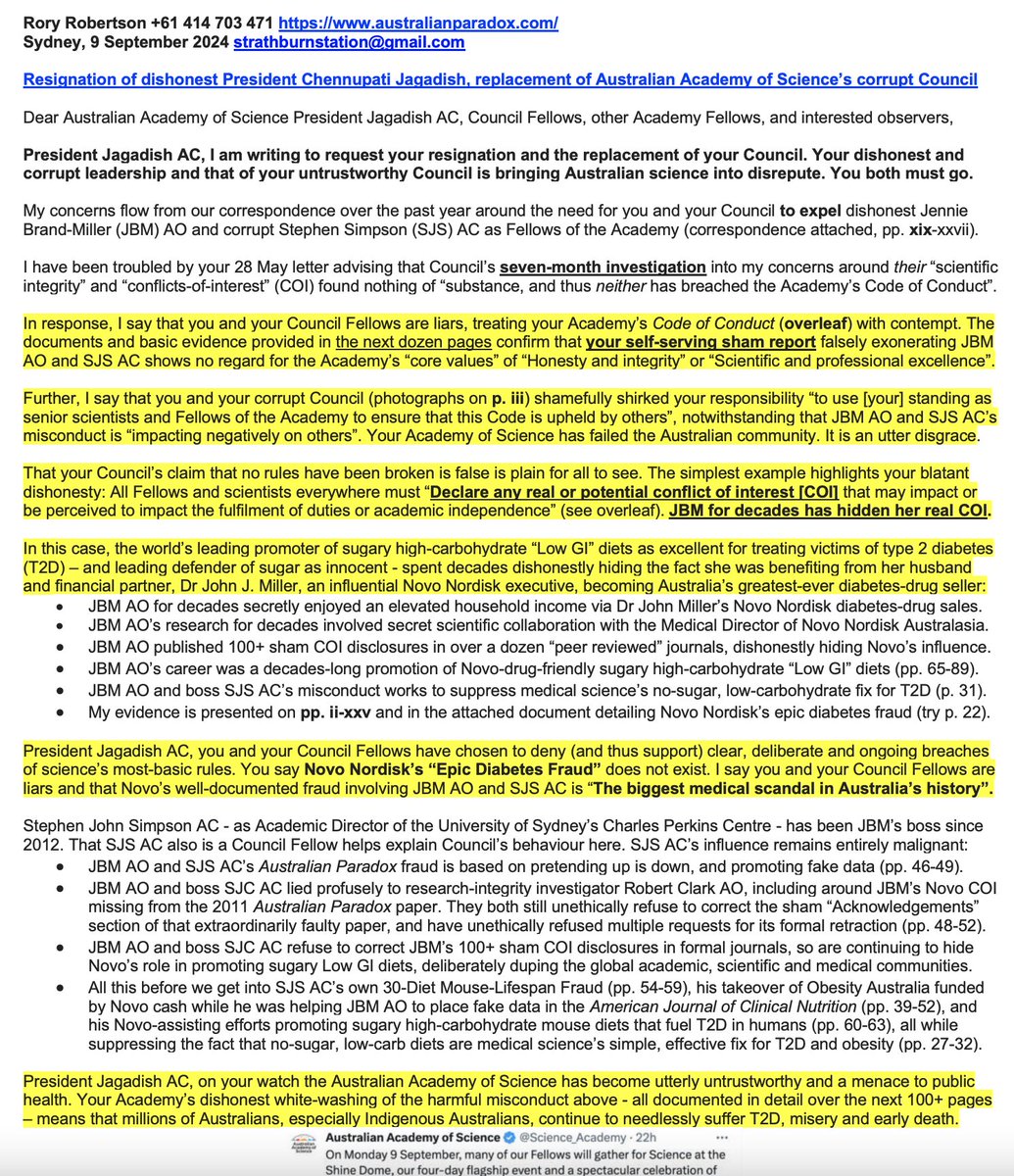 After a decade of corrupt conduct, #SydneyUni is replacing #ProfStephenSimpson as Academic Director of #CharlesPerkins

I encouraged new #USyd Chancellor <a href="/davidthodey/">David Thodey</a> to remove dishonest Simmo, for helping #CPCusyd's #EpicDiabetesFraud: australianparadox.com/pdf/129_USyd_D…