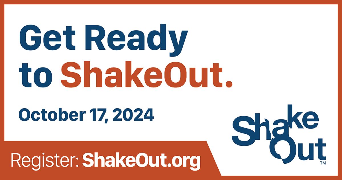 Are you ready for the #GreatShakeOut? Join us on Oct. 17 at 10:17 a.m. local time to practice “Drop, Cover, and Hold On” during the world’s biggest earthquake drill! 🌍 shakeout.org