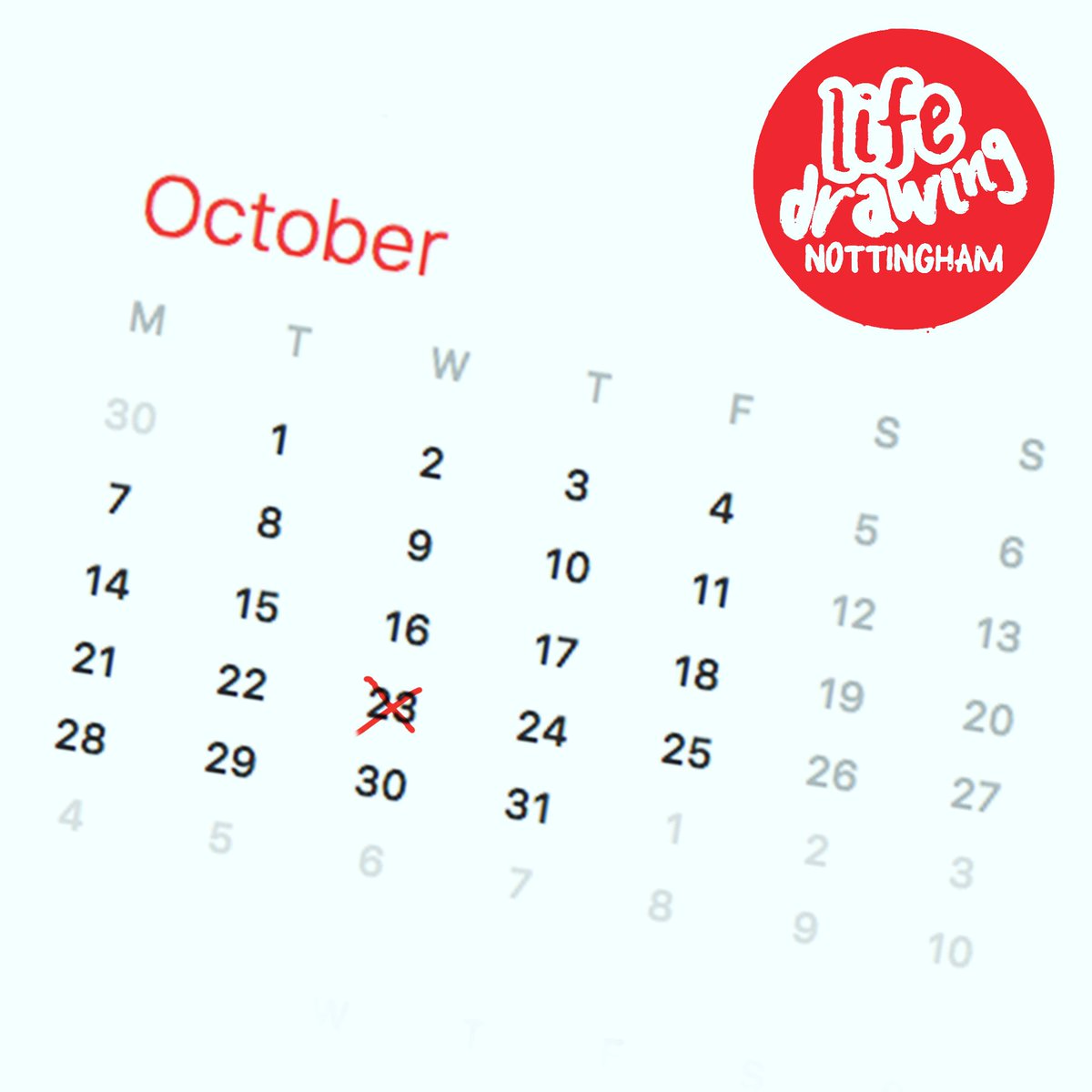 LifeDrawNottm's tweet photo. DATES FOR YOUR DIARY - we'll be taking a short break from life drawing for one week at the end of October as I'm going to be on a holiday. There will be no life drawing on 23rd October but we'll be back on the 30th October as normal and will continue the sessions as per! https://t.co/vVEGHSURou