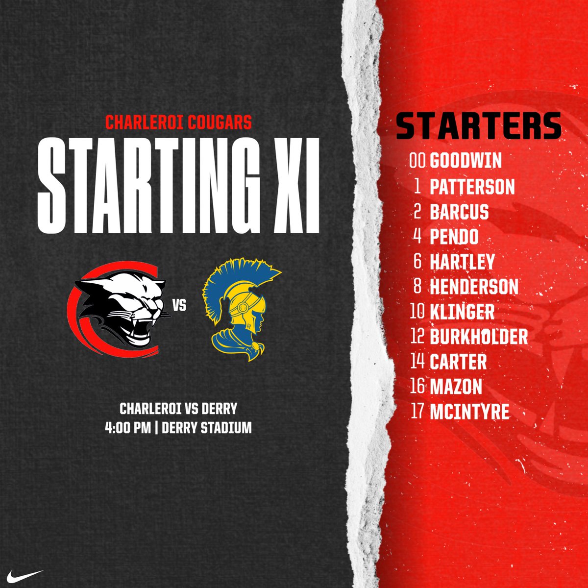 Tonight’s  Starting XI  v Derry  

<a href="/MVI_sports/">MVI Sports</a> 
<a href="/pghsoccernow/">Pittsburgh Soccer Now</a> 
<a href="/AthleticsCasd/">CASD Athletics</a>