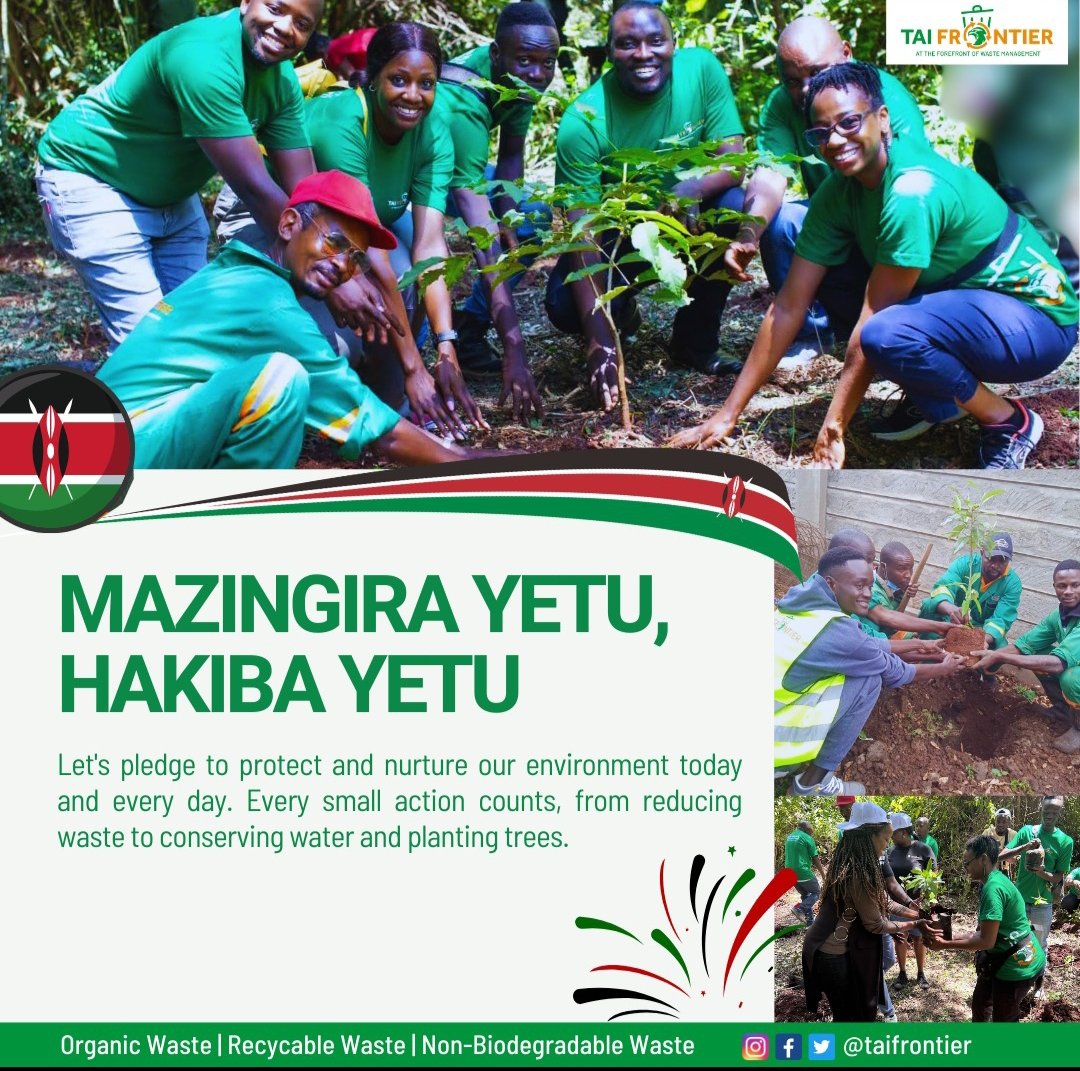 Taifrontier's tweet photo. 🌍🌿 Happy Mazingira Day, Kenya! 🌿🌍

Mazingira Yetu, Hakiba Yetu – Let's pledge to protect and nurture our planet today and every day. Every small action counts, from reducing waste to conserving water and planting trees.

#MazingiraYetuHakibaYetu #MazingiraDay #Sustainability https://t.co/Wh4v1T8TpE