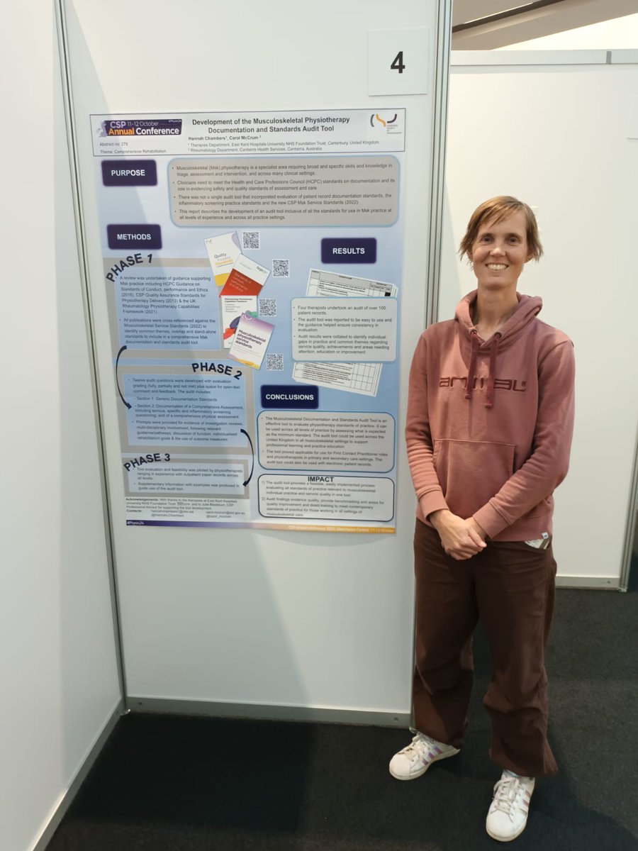 HannahLChambers's tweet photo. Development of the Musculoskeletal Physiotherapy Documentation and Standards Audit Tool. Find out more about it @thecsp annual conference. Suitable for msk and FCPs. #Physio24 https://t.co/lcx3PPN9rX