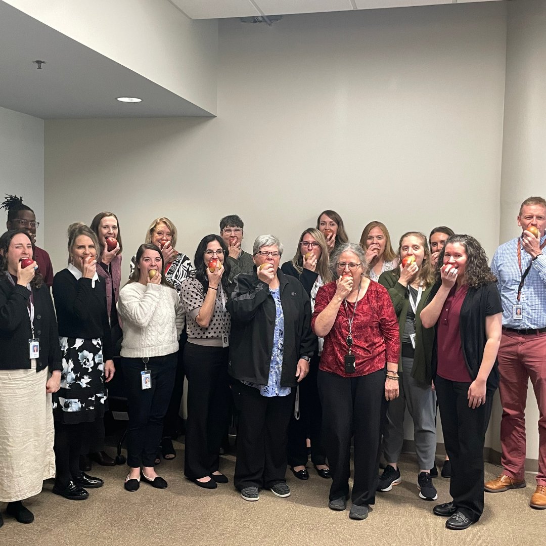 Crunchin' apples like it's nobody's business. 🍎 The Bureau of Health Improvement and Wellness took part in the Great Lakes Great Apple Crunch today. #DYK? Apples are a great source of antioxidants, fiber, and water! How do you like them apples? 😏 
#GreatAppleCrunch