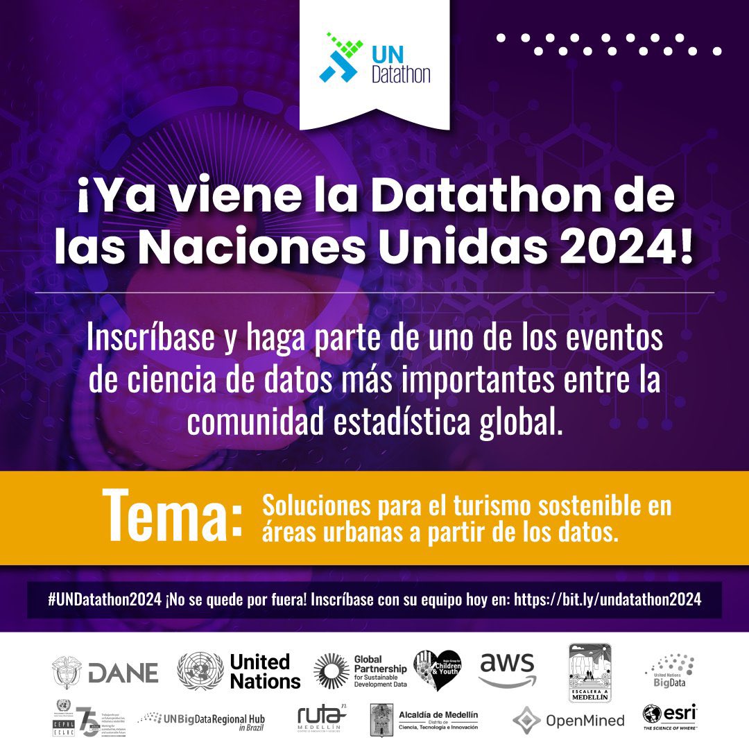 DANE_Colombia's tweet image. #Imperdible 👏🏼 Llega el Datathon de la @ONU_es 2024!
Una oportunidad única para crear soluciones innovadoras con datos. 

📢 El #UNDatathon2024 se realiza en el marco del #VForoMundialDeDatos. @DANE_Colombia 

Participen aquí: bit.ly/undatathon2024