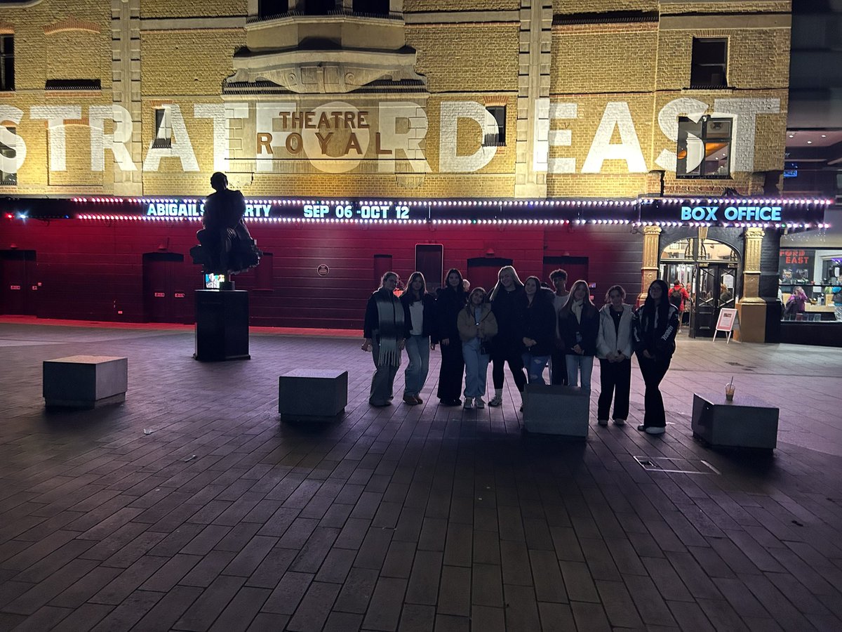 Stratford East for Abigail’s Party. First A Level trip of the season.
