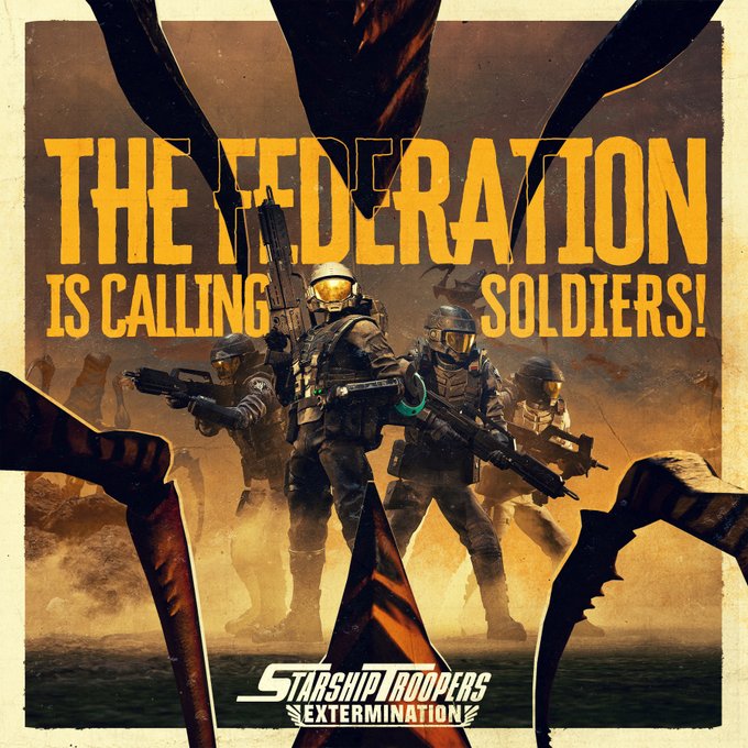 So <a href="/TroopersExt/">Starship Troopers: Extermination</a> is dropping its 1.0 version tomorrow! Time for Me <a href="/NoSympathyyCA/">Clarke</a> and <a href="/Frozenbawz/">Frozenballz</a> to jump in and defend Humanity or kill each other live on stream starting at 1pm! Don’t miss out, tune in at twitch.tv/tacticalpotato #STE #StarshipTroopers #ImDoingMyPart #Sponsored