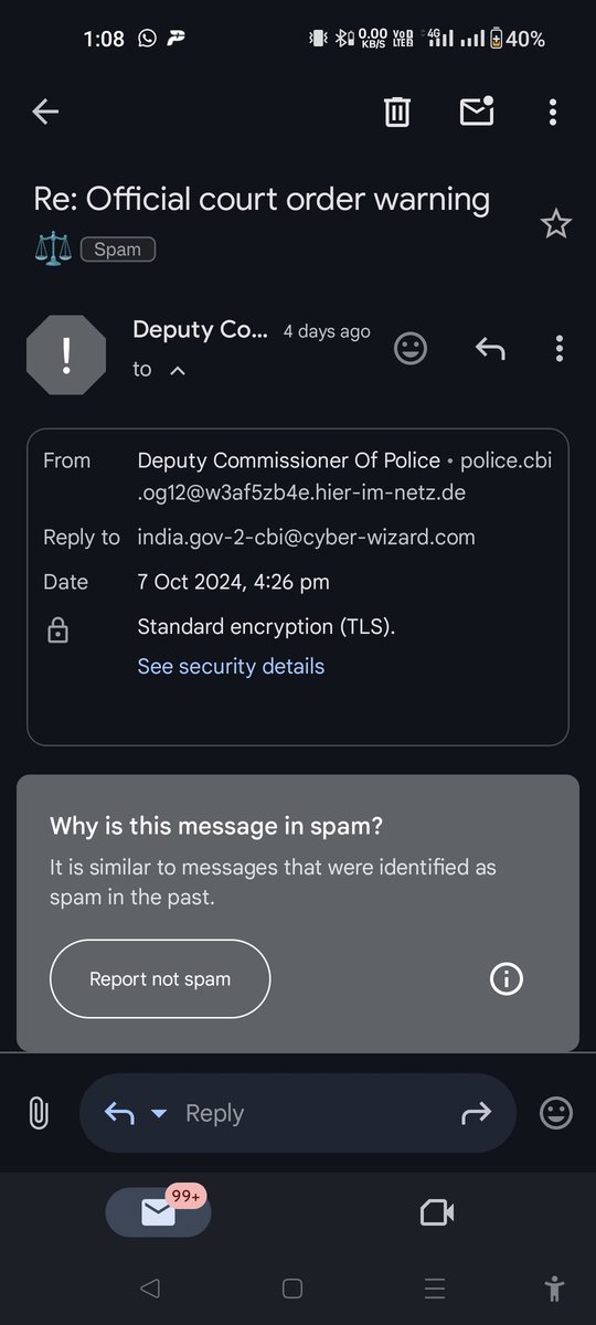 Anup80900327's tweet photo. @CrimeBranchDP Now Fraudsters are sending emails on name of Commissioner of Police Delhi, CID and Raw https://t.co/Gn8unXJE8v