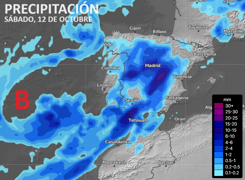 #PrevisiónSábado #12O | Paraguas. Durante la mañana irán llegando precipitaciones que acabarán generalizándose. Mediodía y 1ª mitad de la tarde pasados por agua. Según avance, irán cesando hasta retirarse.  Las mínimas subirán bastante (16ºC). Las máximas, ligeramente (21ºC).