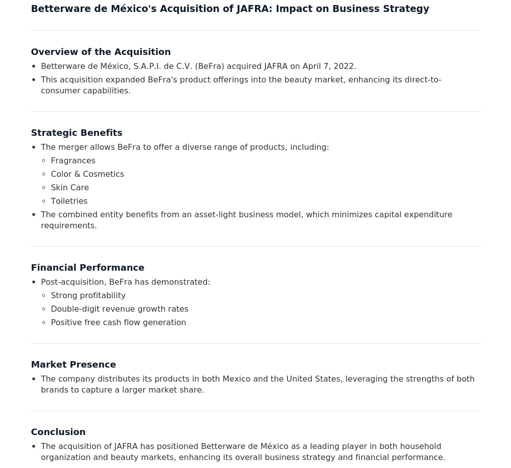 $BWMX: Betterware de México's Acquisition of JAFRA: Impact on Business Strategy