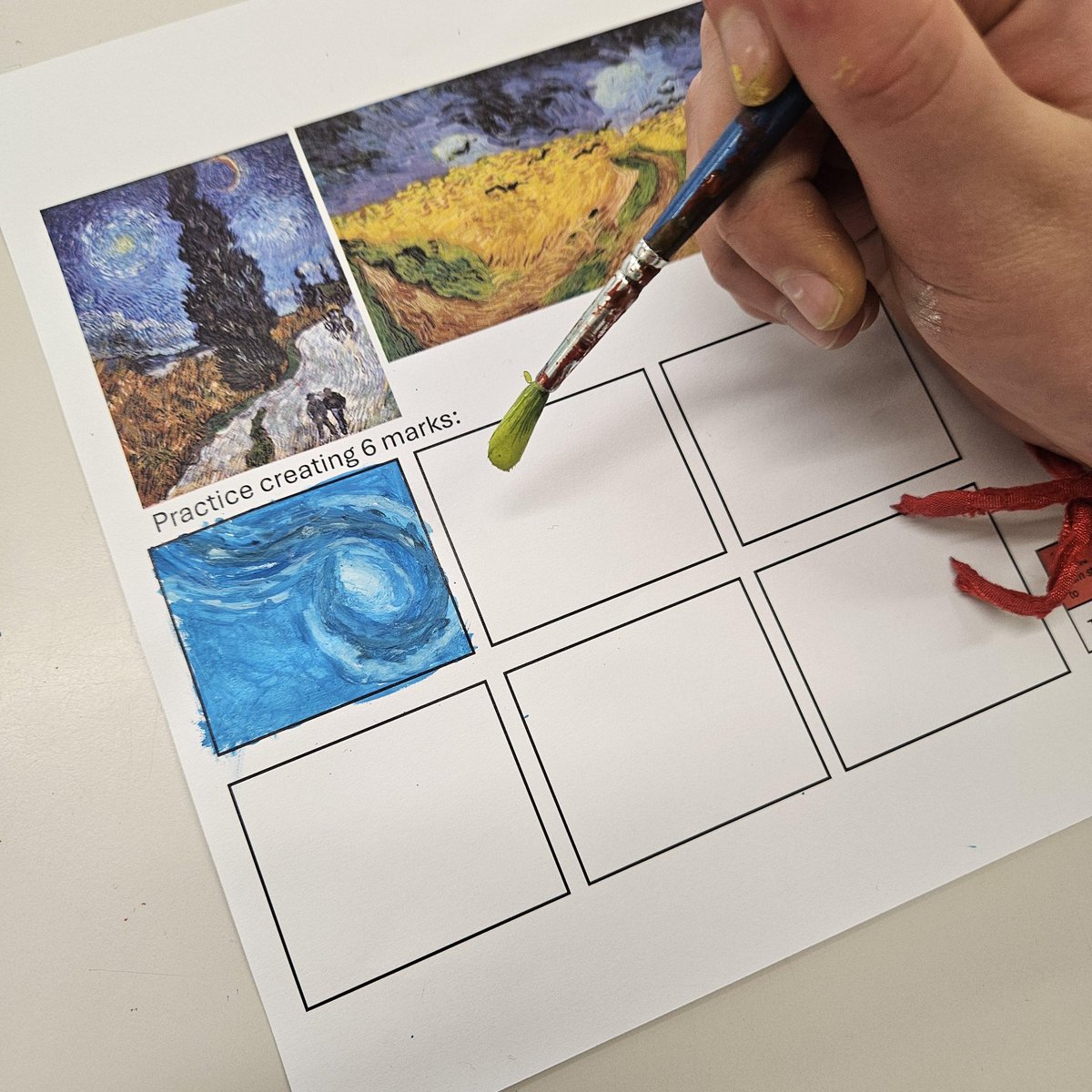OfficialEcco's tweet photo. Amazing work from our Y7s in Miss Waine’s art class this week. Learning all about post-Impressionism. Well done everyone 👏👏❤️🖤🎨🖌️ https://t.co/sKQyAHdsor