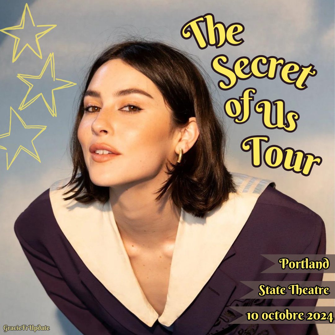 graciefrupdate's tweet photo. La tournée The Secret of Us continue ce soir ! 💛

🏙️ : Portland, ME
🎫 : State Theatre
👥 : 2,000
@rolemodel est la première partie
@gracieabrams  à 21h00 (3h00 - heure française)

#TSOUPortland #TheSecretOfUsTour https://t.co/8snXyHaEwJ