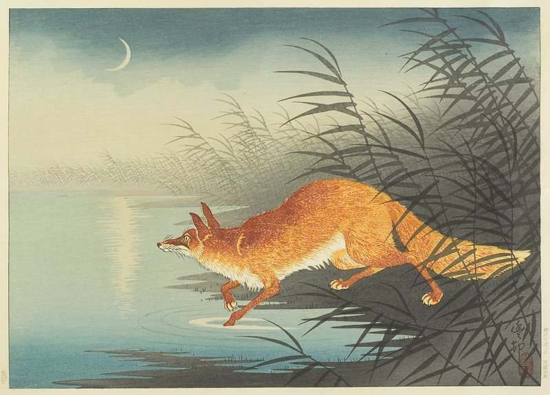 Fox by the Moonlit Water, by Ohara Koson, ca. 1928-1930