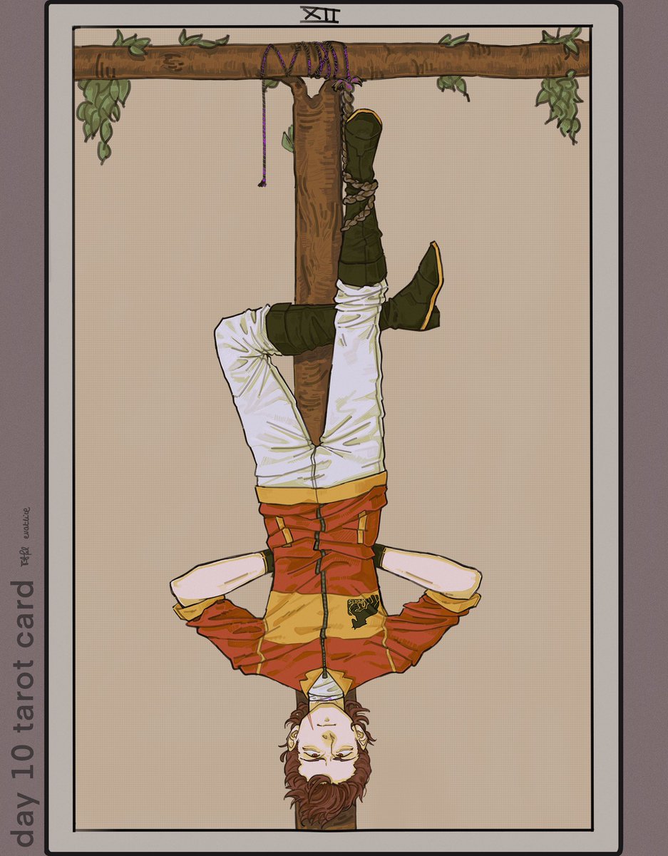 soapunished's tweet photo. day 10 - tarot card
ace markey: the hanged man (upright) - surrender, letting go, feeling trapped/confined, no longer resisting one’s fate

#drdttober2024 #drdt https://t.co/Tsgj1kpWvP