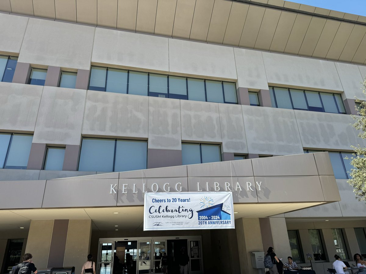 vpsadiaz's tweet image. Congratulations to the @csusm_library for celebrating #20Years of serving the CSUSM community and supporting student success by providing students with resources, and support throughout  their academic journey. 🐾🩵📚