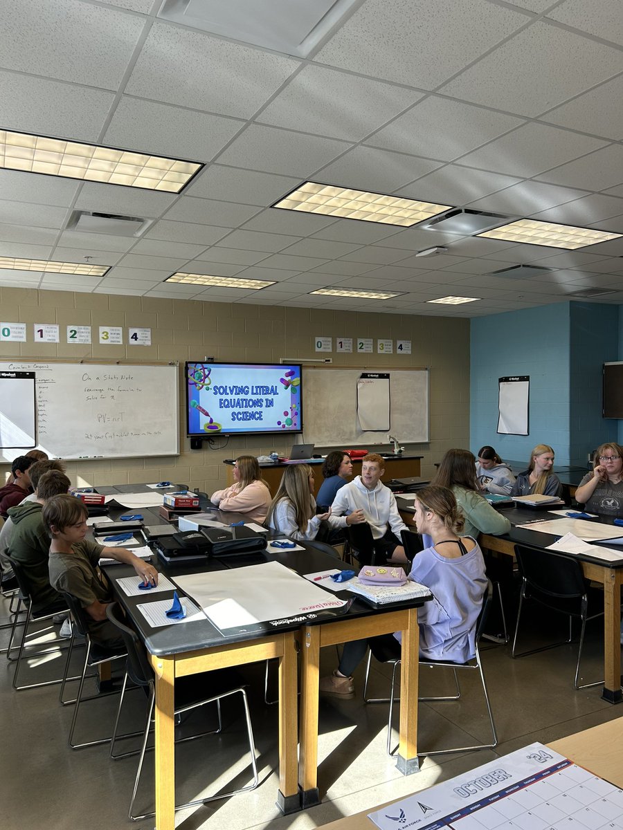 LeslieCRichard2's tweet image. Highlighting the math in science with literal equations at Corner High #MathDescribestheWorld #LanguageofScience @JEFCOED @Jefcoed6_12 @JessicaSilas17 @jbrouse40