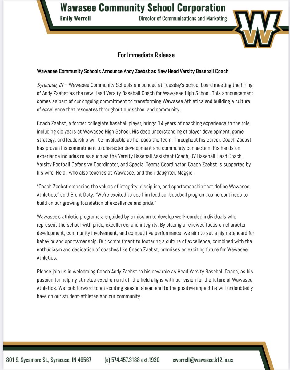 Wawasee Athletics tweet media