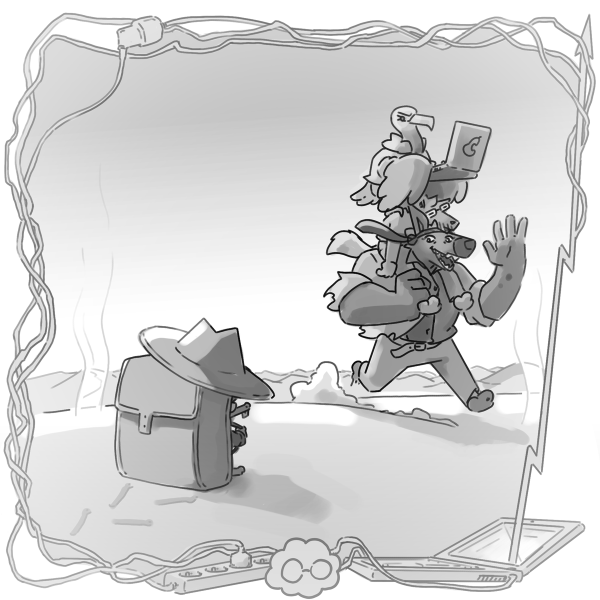 laclenchestudio's tweet photo. 10. Nomadic

Are Al Bloguin and his pal playing Fubelmon ?🤔🤔🤔

by Paullecabotin + @amaniedoli

See ya tomorrow ! 

#nomadic #fubeltober #inktober #inktober2024 #fubelfable #krita #drawing #videogame #indiegame #indie #gamedev #godot #2D #laclenchestudio #pointandclick #artwork https://t.co/qymEESNTKz