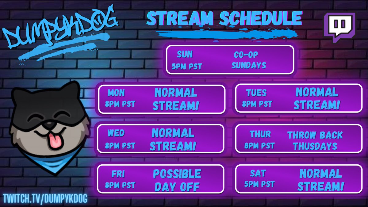 Dumpykdog's tweet image. Halloooo!!!!
I haven’t updated this in a while but here we go! This is going to be our daily schedule! I’ll try to put out updates or any special streams! But here we go!!