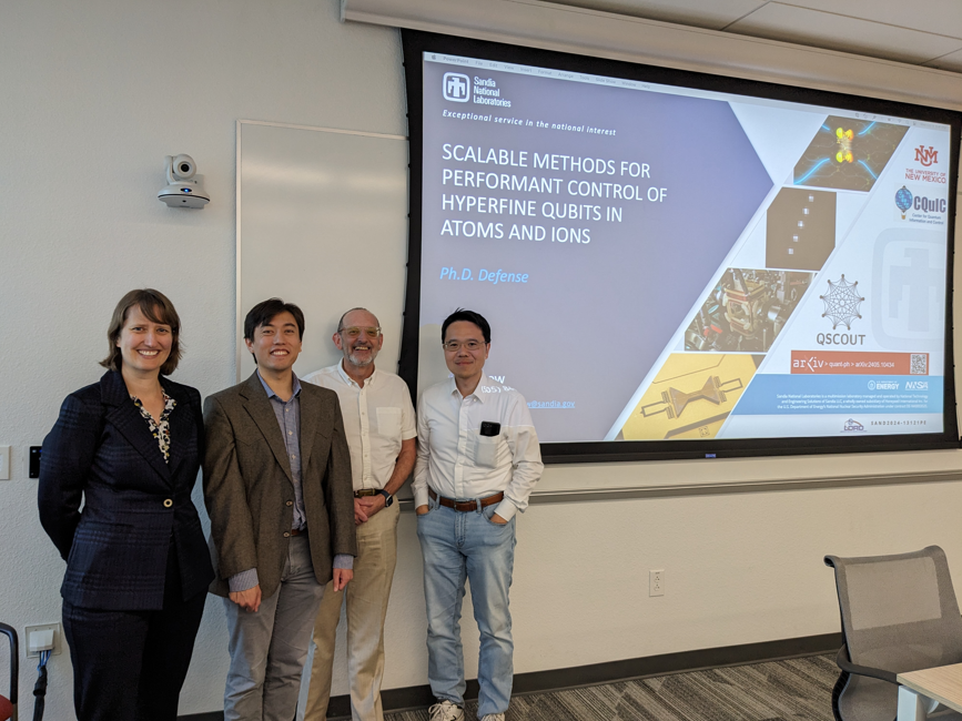 Congratulations to Matt Chow who defended his PhD Dissertation yesterday, "Scalable methods for performant control of hyperfine qubits in atoms and ions" supervised  <a href="/SandiaLabs/">Sandia National Labs</a> with Drs. Susan Clark and Yuan-Yu Jau.  Great job Matt!