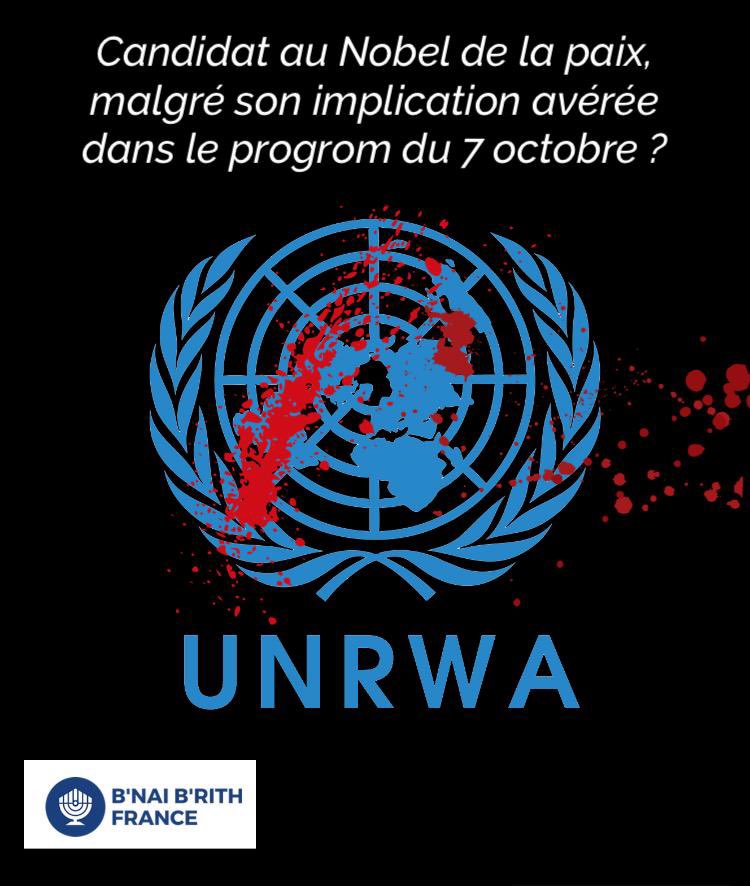 BnaiBrithFrance's tweet photo. @UNRWA @NobelPrize https://t.co/s27jSyf1ZF