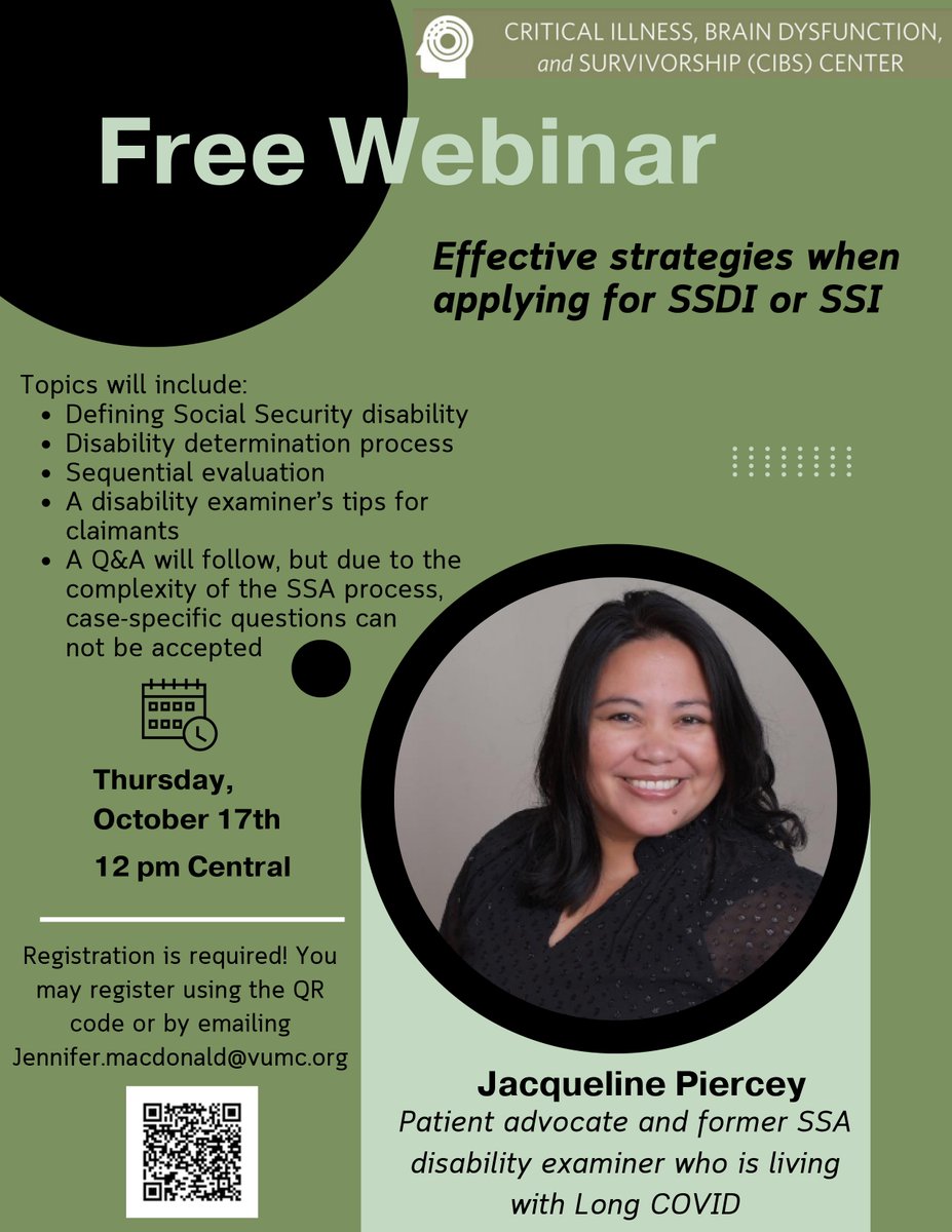 There's another long COVID/SSDI webinar happening on 10/18, hosted by <a href="/CIBScenter/">CIBS Center</a>. Registration details below!