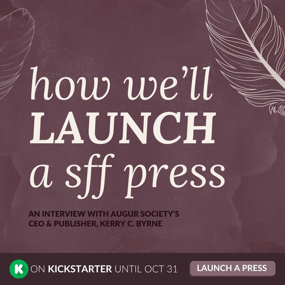 augursociety's tweet photo. So we want to launch a sci-fi fantasy press 📖🐉🛸

COOL. But like…how? 🤔

Read the interview w our Publisher @kercoby for ALL the deets, incl:

🌳 Genres we crave
👩‍👩‍👧‍👧 Breaking lit fic/SFF barriers
📈 The road to success
🤝 Resisting capitalist publishing

Scroll for 🔗 &amp; 🧵 https://t.co/B7i2ju1Msv