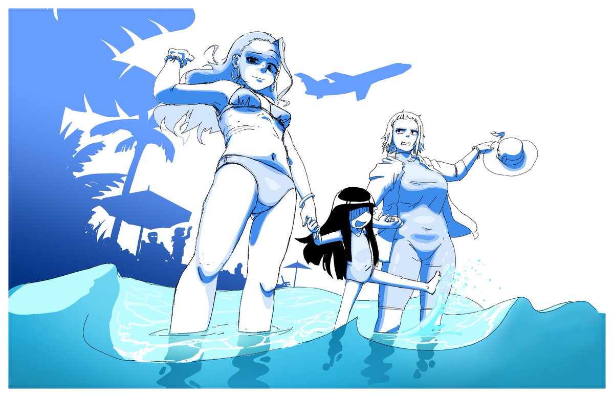 No amount of potential sun damage can stop DeBeL from enjoying the Florida beach! After all, she's got two big sisters to hold on to!