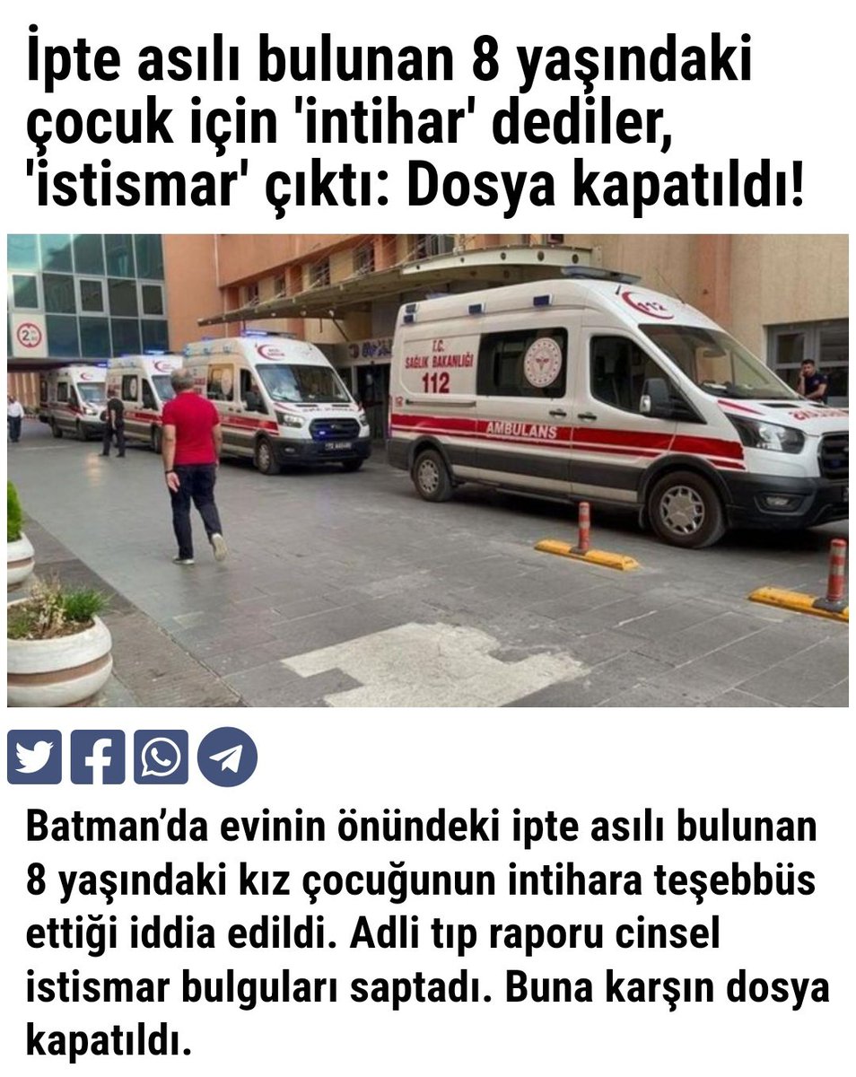 avcemilcicek01's tweet photo. ŞU REZALETE BAKIN!

Gazeteci Canan Kaya'nın haberini okudum: Şeyma kızımız 8 yaşında. "İntihar etti" denilmiş. Dosya kapatılmış. Adli Tıp raporu cinsel istismar bulgularına ulaşmış.

Şeyma kızımız 8.5 yaşında bu olaydan dolayı yürüyemiyor ve konuşamıyormuş!

8 yaşında bir çocuğun intihar edeceğine asla inanmıyorum! Dosya derhal tekrar açılmalı!
#ŞeymayaNeOldu

@adalet_bakanlik @TC_icisleri @yilmaztunc @gulbenergen