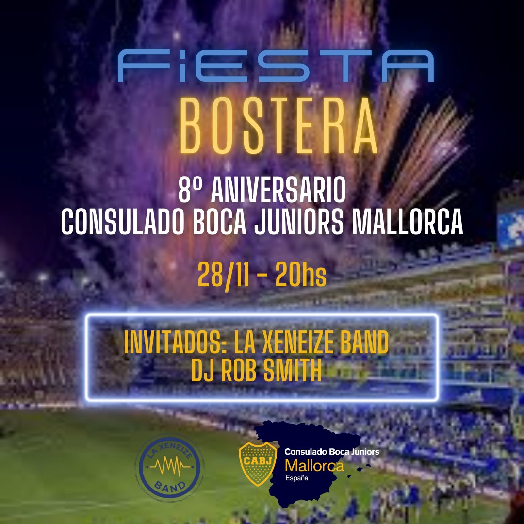 Los/as esperamos a todos/as el Jueves 28/11 para celebrar el 8º Aniversario de nuestro querido Consulado.
Contaremos con la presencia de <a href="/LaXeneizeBand/">LaXeneizeBand</a> que hará un concierto de música bostero-maradoneana y nos visitará <a href="/robsmithireland/">Rob Smith</a>  (DJ bostero-irlandés). 

'Escribinos!