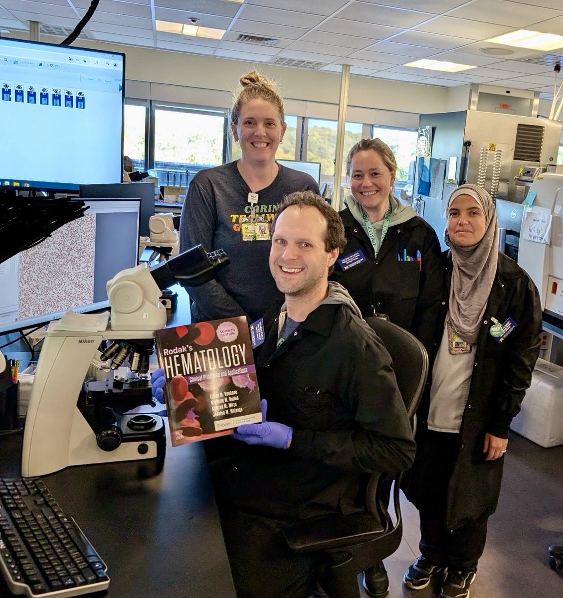 Kamran Mirza MD PhD - کامران مرزا (@kmirza) on Twitter photo What could be cooler than to see your very own <a href="/UMichPath/">Michigan Pathology</a> <a href="/umichmedicine/">Michigan Medicine</a> #hematology lab crew using the new #Rodaks hematology text 🎉🎉🎉 What could be cooler than to see your very own <a href="/UMichPath/">Michigan Pathology</a> <a href="/umichmedicine/">Michigan Medicine</a> #hematology lab crew using the new #Rodaks hematology text 🎉🎉🎉