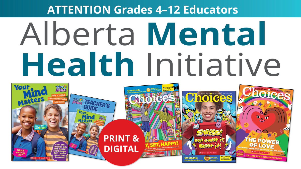 KimZandboer's tweet photo. Today is World Mental Health Day. Your friends at @ScholasticEdCda have created some powerful resources to address mental health with your Grade 4-12 students! Send me a DM for a free sample! #WorldMentalHealthDay #MentalHealth #Abedchat #Abteachers https://t.co/bVdpy7LMRu
