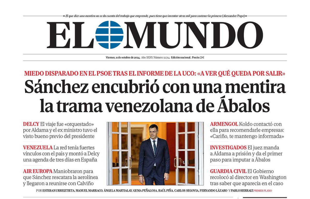 Tremenda la Portada de El Mundo de mañana.