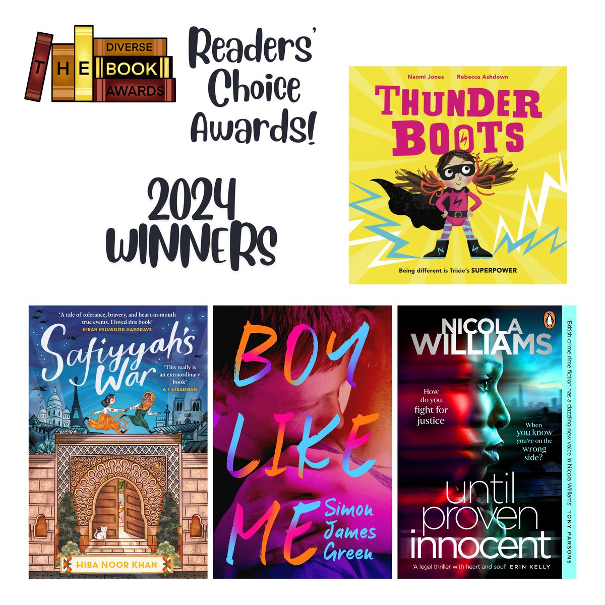 The_DBAwards's tweet photo. Our 2024 Readers' Choice Awards Winners! 

#TheDBAwards 
#thediversebookawards https://t.co/WfV2daiM7O