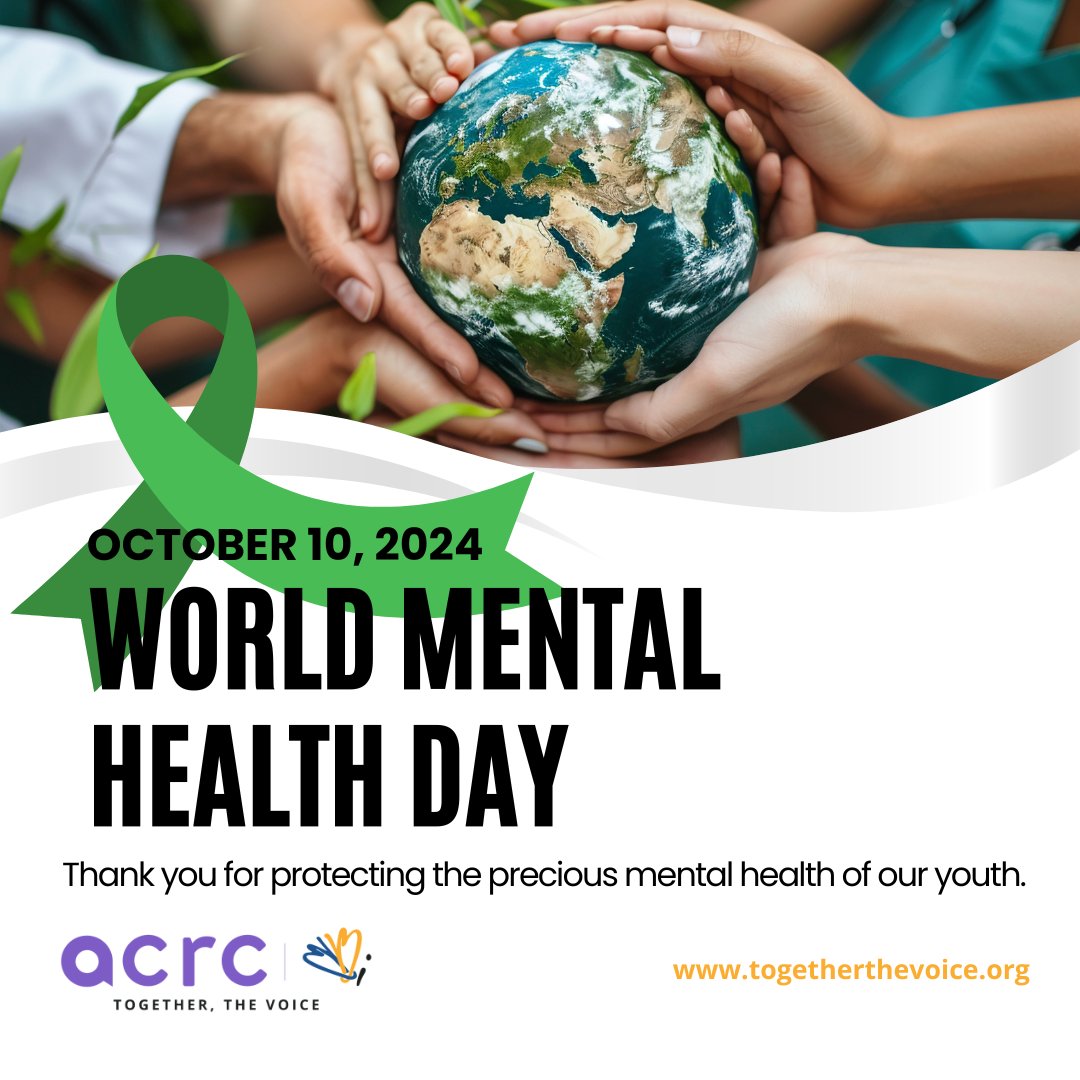 For ACRC's international network, every day is mental health day! Practitioners, young people, parents &amp; advocates know that in every community we must 
❗️elevate what works 
❗️revolutionize access
❗️invest in high-quality supports and services when needed. #WorldMentalHealthDay