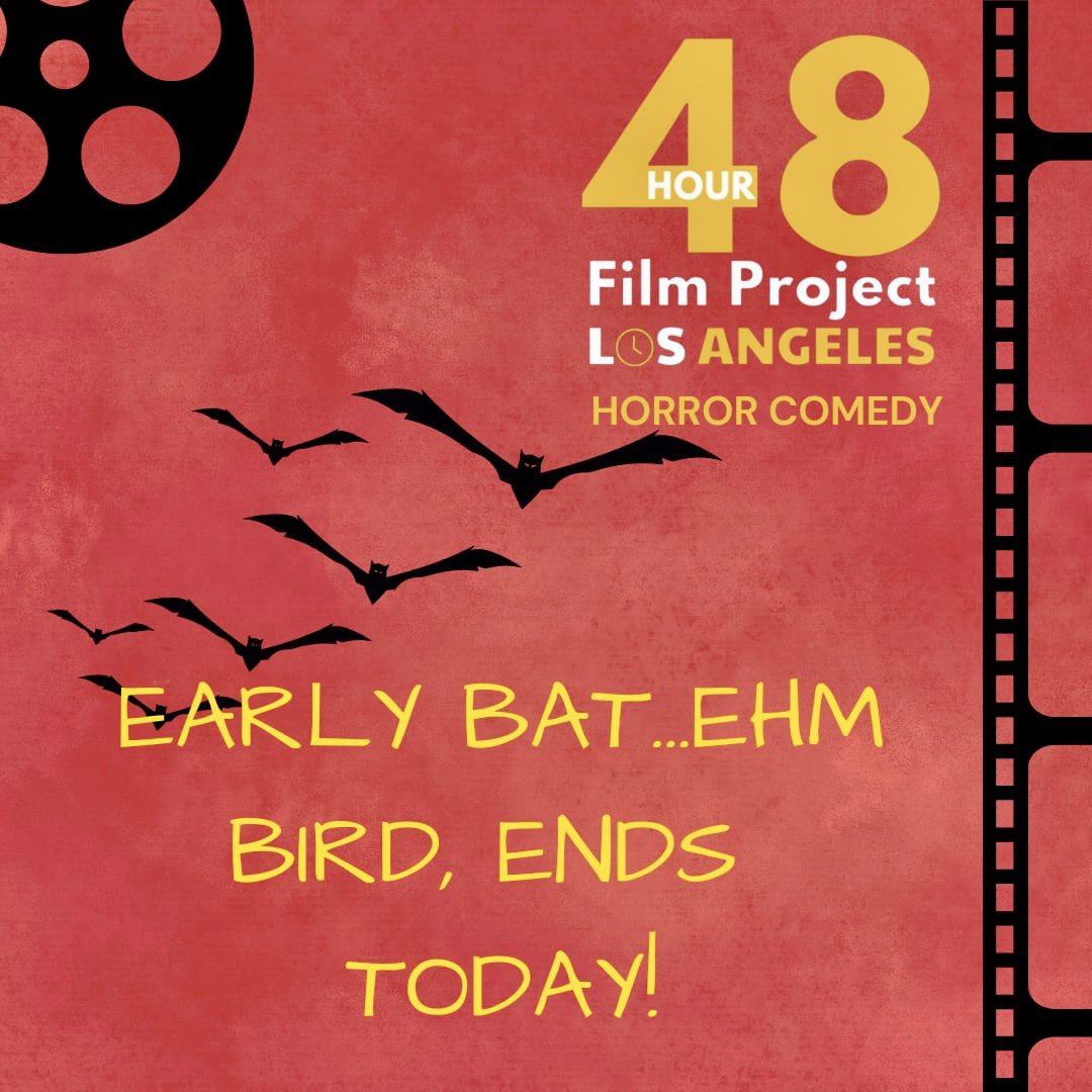 🎬 Attention all creators! 🎥 This is the FINAL CALL for early bird savings for the Horror Comedy 48 Hour Film Project! 🌟 Grab discount before it flies away at midnight and save $20 when you sign up today. Register now at 48hourfilm.com/la/horror_come…