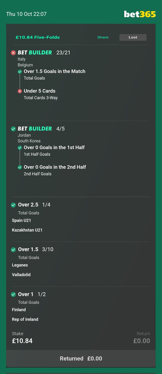_ftblfinn_'s tweet photo. @OptaJoe @bet365 @bet365help,    everything came in on my ACCA, apart from under 5 cards, but there were only 4 cards shown in the Italy Vs Belgium game, so why hasn't it came through? https://t.co/DpnJtnjmCF