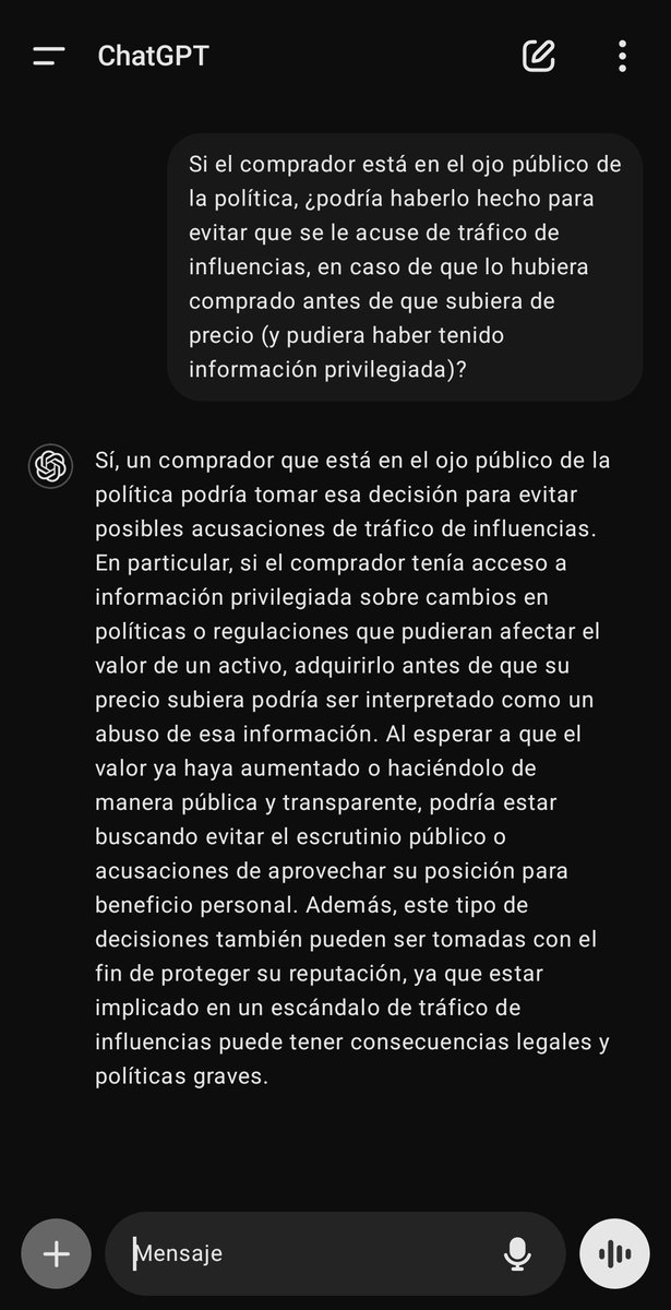 TahnyaPastor's tweet photo. Nunca había usado ChatGPT. Creo que soy más "de pensar solita", pero es momento de aceptar ayuda de la tecnología, claro, bien utilizada y comprendiendo la sugestibilidad de que puede ser objeto.

Cambiando la "tónica" de la pregunta que hizo @malcolm_sv  me dispuse a descargar y usar el tal ChatGPT sólo para comprobar la teoría que hasta la tecnología puede ser sugestionada.

No les digo qué creer o dejar de creer, sólo decir que es recomendable siempre tratar de validar información, si acaso ello está en nuestras manos.

Esto obtuve: