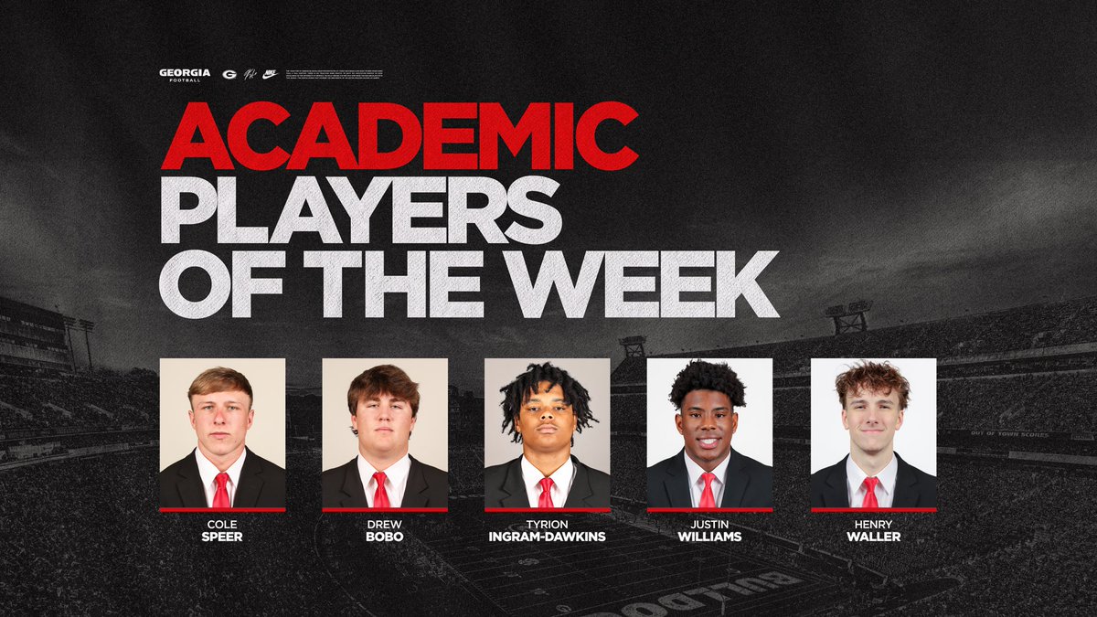 Coach Kirby Smart (@kirbysmartuga) on Twitter photo Congratulations to our Academic Players of the Week !!
#GoDawgs Congratulations to our Academic Players of the Week !!
#GoDawgs