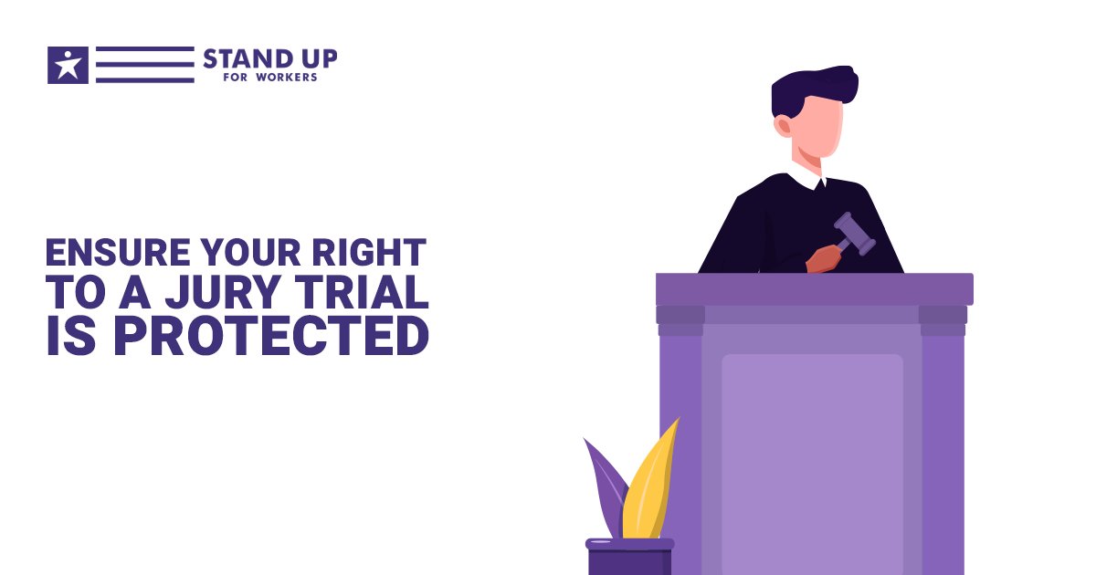 workerspac's tweet image. Workplace violations deserve their day in court. Every worker across the nation should have the right to a jury trial when their rights are violated. Stand Up For Workers PAC is fighting to make sure this critical right is protected. ow.ly/lbu250TJgG7